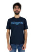 Blauer t-shirt in jersey con stampa lettering logo 24sbluh02144