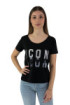 Icon t-shirt girocollo in jersey con stampa logo glitter id8129t