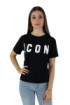 Icon t-shirt girocollo in jersey con stampa logo glitter id8034t