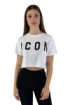 Icon t-shirt cropped girocollo in jersey con stampa logo id8022tc