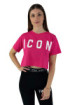 Icon t-shirt cropped girocollo in jersey con stampa logo id8022tc