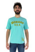 Blauer t-shirt in jersey con stampe floccate 24sbluh02317