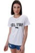 Influencer t-shirt in jersey stretch con strass e catenella logo 01ab060