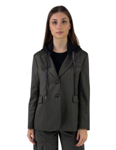 Celye giacca monopetto in misto viscosa con cappuccio fw24c0510 [b013a18d]