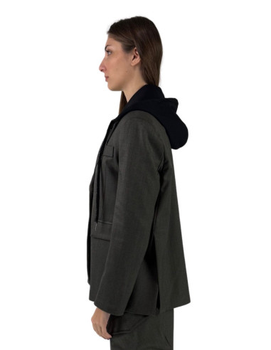 Celye giacca monopetto in misto viscosa con cappuccio fw24c0510 [6935e280]
