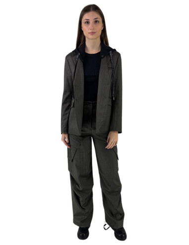 Celye giacca monopetto in misto viscosa con cappuccio fw24c0510 [db78649a]