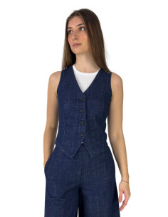 Tee Time gilet in denim e25-rog50118 [0655808f]