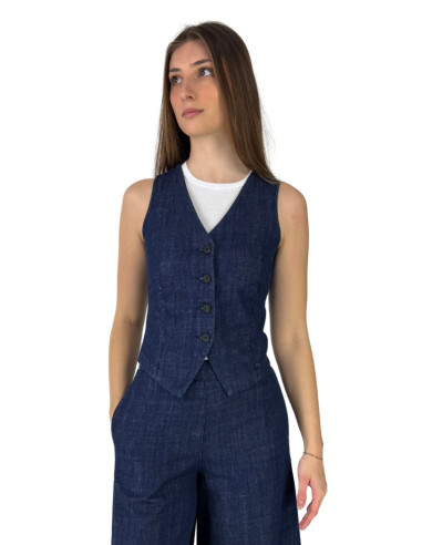 Tee Time gilet in denim e25-rog50118 [0655808f]