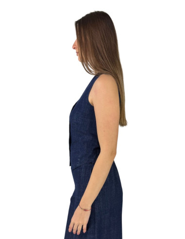 Tee Time gilet in denim e25-rog50118 [df73c382]