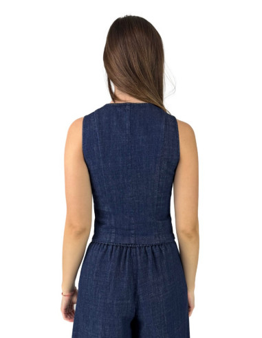 Tee Time gilet in denim e25-rog50118 [686e0286]