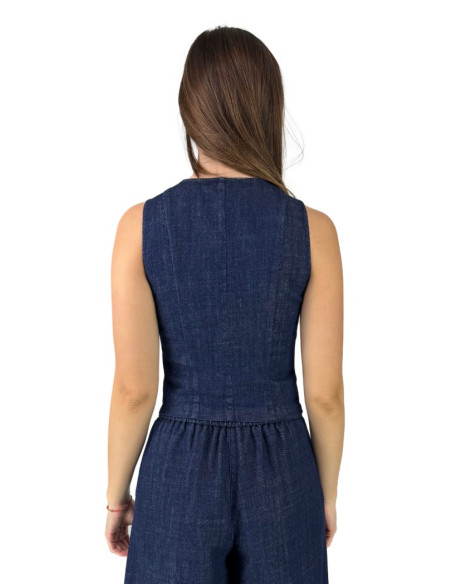 Tee Time gilet in denim e25-rog50118 [686e0286]