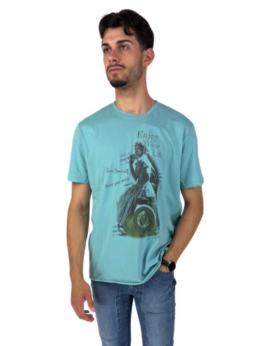 Guy t-shirt da uomo in jersey di cotone con stampa Cabrio953-jr m48850 [0699fd4b]
