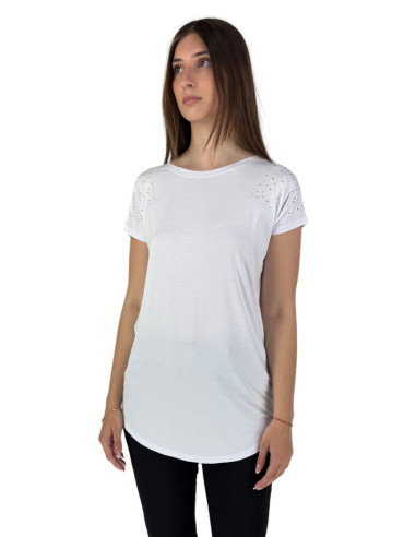 Fresh Flower t-shirt lunga con borchiette fd257 [7d0a339e]