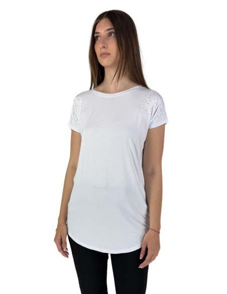 Fresh Flower t-shirt lunga con borchiette fd257 [7d0a339e]