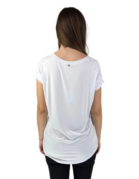 Fresh Flower t-shirt lunga con borchiette fd257 [1331b197]