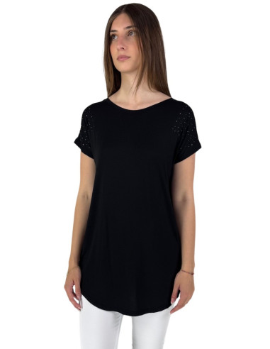 Fresh Flower t-shirt lunga con borchiette fd257 [56088b12]