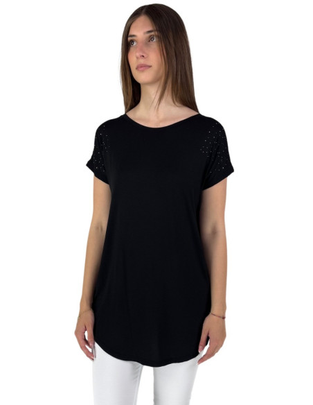 Fresh Flower t-shirt lunga con borchiette fd257 [56088b12]