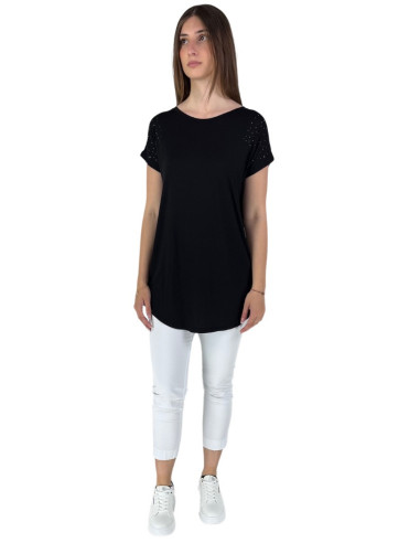 Fresh Flower t-shirt lunga con borchiette fd257 [3d634e05]