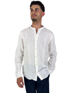 Roy Roger's camicia in lino coreana a tinta unita rvu051p4220569 [a8b237eb]