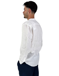 Roy Roger's camicia in lino coreana a tinta unita rvu051p4220569 [a8b237eb] 2