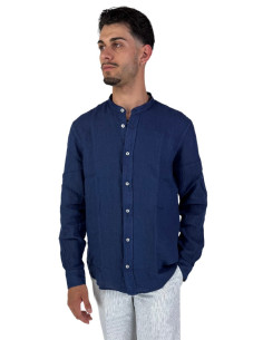 Roy Roger's camicia in lino coreana a tinta unita rvu051p4220569 [97e524f0]
