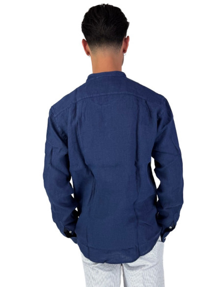 Roy Roger's camicia in lino coreana a tinta unita rvu051p4220569 [f9dea6f9]