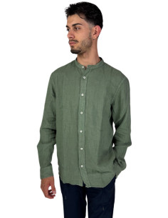 Roy Roger's camicia in lino coreana a tinta unita rvu051p4220569 [c9d45f0e]