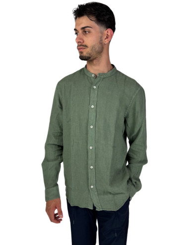 Roy Roger's camicia in lino coreana a tinta unita rvu051p4220569 [c9d45f0e]