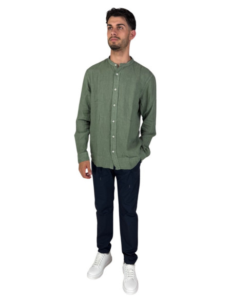 Roy Roger's camicia in lino coreana a tinta unita rvu051p4220569 [a2bf9a19]