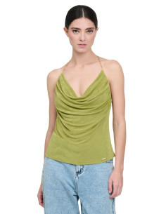 Influencer top in crepe con scollo drappeggiato 03y133 [d55d27de]