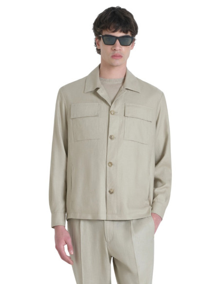 Antony Morato camicia regular in misto lino Melbourne mmsl00756-fa800126 [14b6673e]