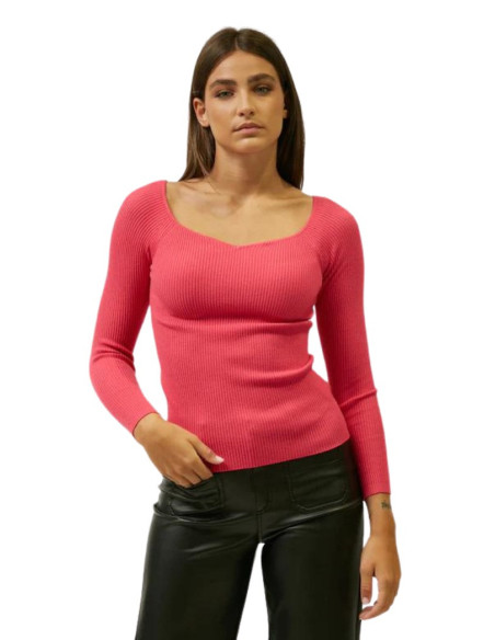 Influencer maglia a costine con scollo a cuore j6497 [2eebfbcd]