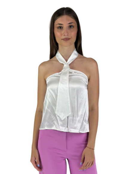 Dairesy top in raso con effetto collo a cravatta ss24d0454 [d4c36c6f]