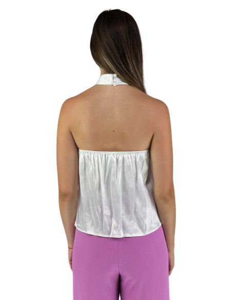 Dairesy top in raso con effetto collo a cravatta ss24d0454 [baf8ee66]