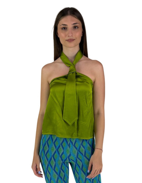 Dairesy top in raso con effetto collo a cravatta ss24d0454 [023f6956]