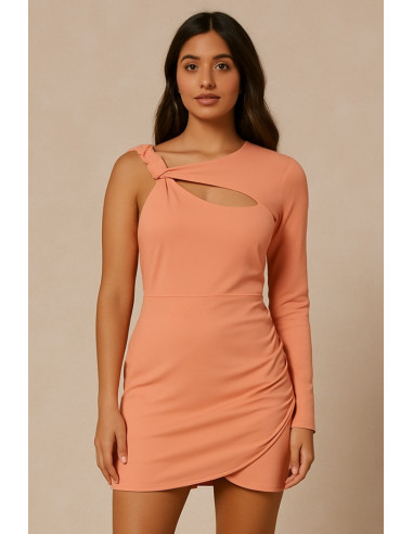 Dairesy abito monospalla in misto cotone con drappeggio ss24d0459 [832a9ffe]