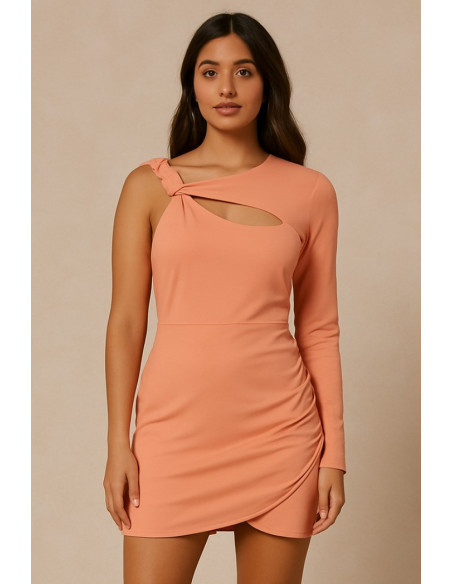 Dairesy abito monospalla in misto cotone con drappeggio ss24d0459 [832a9ffe]