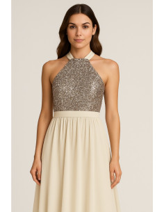 Dairesy abito lungo con corpetto paillettes multicolor ss24d0470 [31392caa] 2