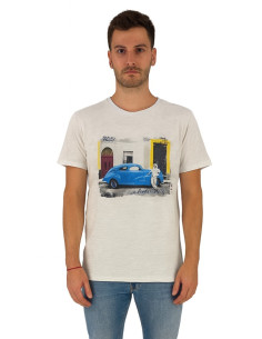 Guy t-shirt in cotone fiammato con stampa ed orli vivi Cabrio959-sb m48865 [64a79127]