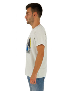 Guy t-shirt in cotone fiammato con stampa ed orli vivi Cabrio959-sb m48865 [64a79127] 2