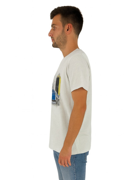 Guy t-shirt in cotone fiammato con stampa ed orli vivi Cabrio959-sb m48865 [bd81d22a]