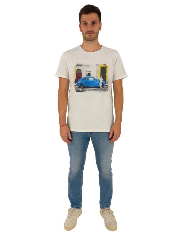 Guy t-shirt in cotone fiammato con stampa ed orli vivi Cabrio959-sb m48865 [0fcc5430]