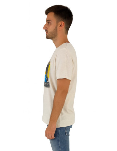 Guy t-shirt in cotone fiammato con stampa ed orli vivi Cabrio959-sb m48865 [c30ba790]