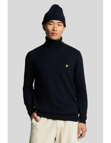 Lyle & Scott dolcevita in misto lana merino e cotone con logo kn2103vc [3b5b1967]