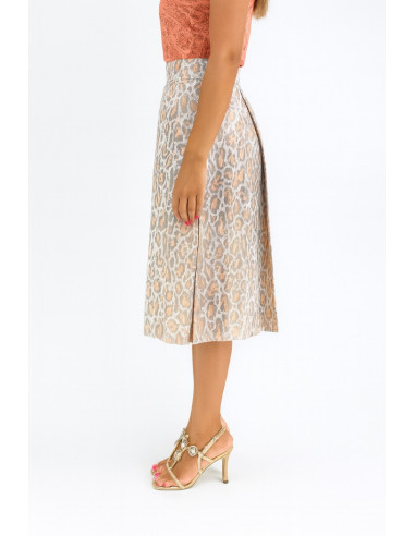 Dairesy gonna midi plissettata con fantasia jacquard animalier ss24d0430 [d63866dd]