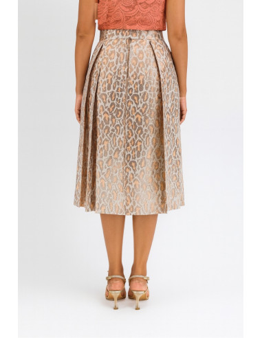 Dairesy gonna midi plissettata con fantasia jacquard animalier ss24d0430 [6125a7d9]