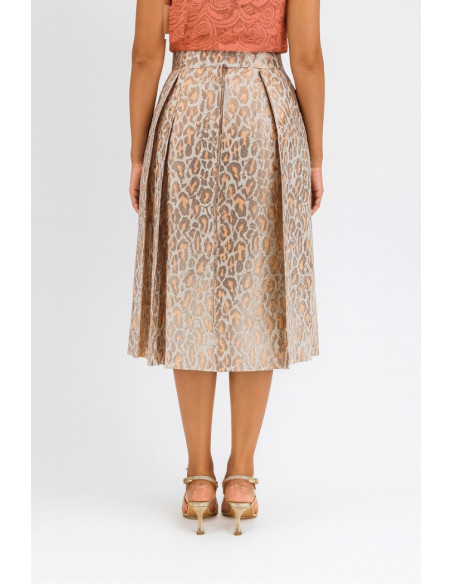Dairesy gonna midi plissettata con fantasia jacquard animalier ss24d0430 [6125a7d9]