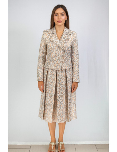 Dairesy gonna midi plissettata con fantasia jacquard animalier ss24d0430 [6475e0c7]