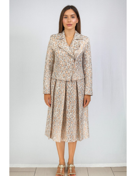 Dairesy gonna midi plissettata con fantasia jacquard animalier ss24d0430 [6475e0c7]