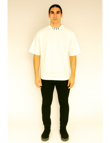 Icon t-shirt in jersey di cotone con logo sul collo icuf2w6t007 [3f8c5229]
